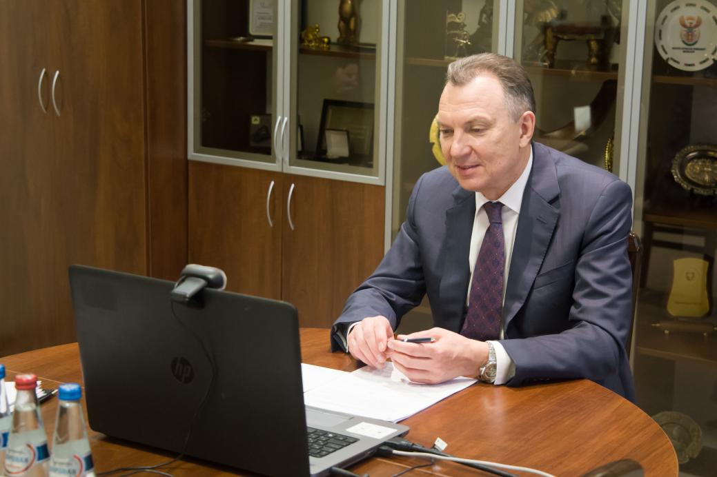 An online meeting of the BelCCI Chairman Vladimir Ulakhovich with Ambassador Extraordinary and Plenipotentiary of Belarus to Brazil Sergei Lukashevich