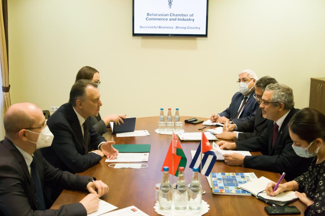 The BelCCI Chairman Vladimir Ulakhovich meets Ambassador Extraordinary and Plenipotentiary of Cuba Juan Valdes Figueroa The BelCCI Chairman Vladimir Ulakhovich meets Ambassador Extraordinary and Plenipotentiary of Cuba Juan Valdes Figueroa