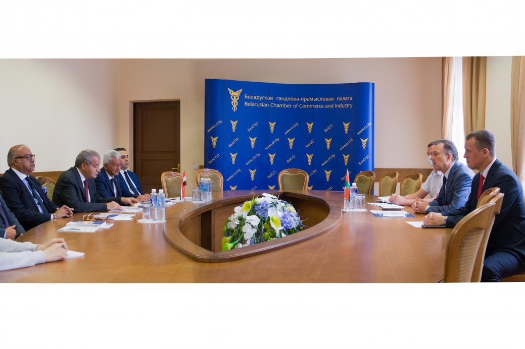 A meeting of the BelCCI Chairman Vladimir Ulakhovich with the Egyptian delegation led by the Minister of Internal Trade and Supply Ali El-Moselhy A meeting of the BelCCI Chairman Vladimir Ulakhovich with the Egyptian delegation led by the Minister of Internal Trade and Supply Ali El-Moselhy